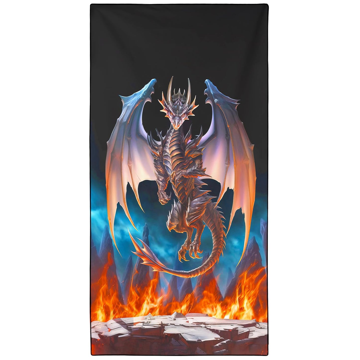 Violetpos Fire Dragon Beach Towel, Extra Large 180x90 cm 250GSM Microfibre, Sand Free Quick Dry