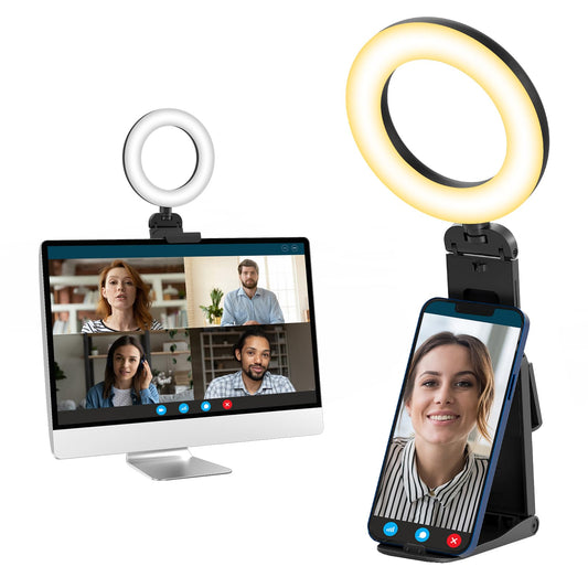 Evershop Ring Light Laptop Desk Video Calls Lamp, 5" Light Ring Stand Led Lights for Webcam Computer Monitor Phone, Selfie Flash 360? Rotatable