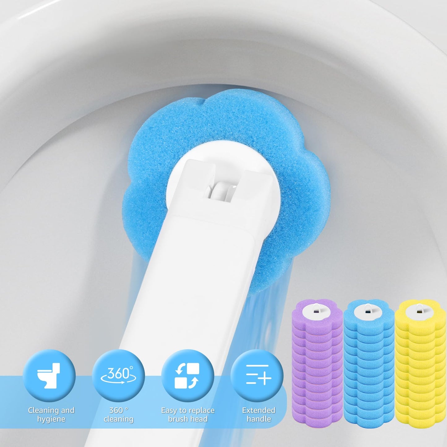 36Pcs Disposable Toilet Brush Refill Pads Deep Cleaning Toilet Brush Refill Toilet Pad Cleaners with Cleaning Fluid 3 Layer Throwable Toilets Brushs