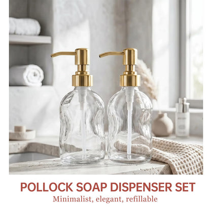 Pollock 2pcs Pump Dispenser Stainless Steel, Replacement for Standard Neck Size - 26-28 mm Thread Fits Most Hand Soap Dispenser Gold Brushed