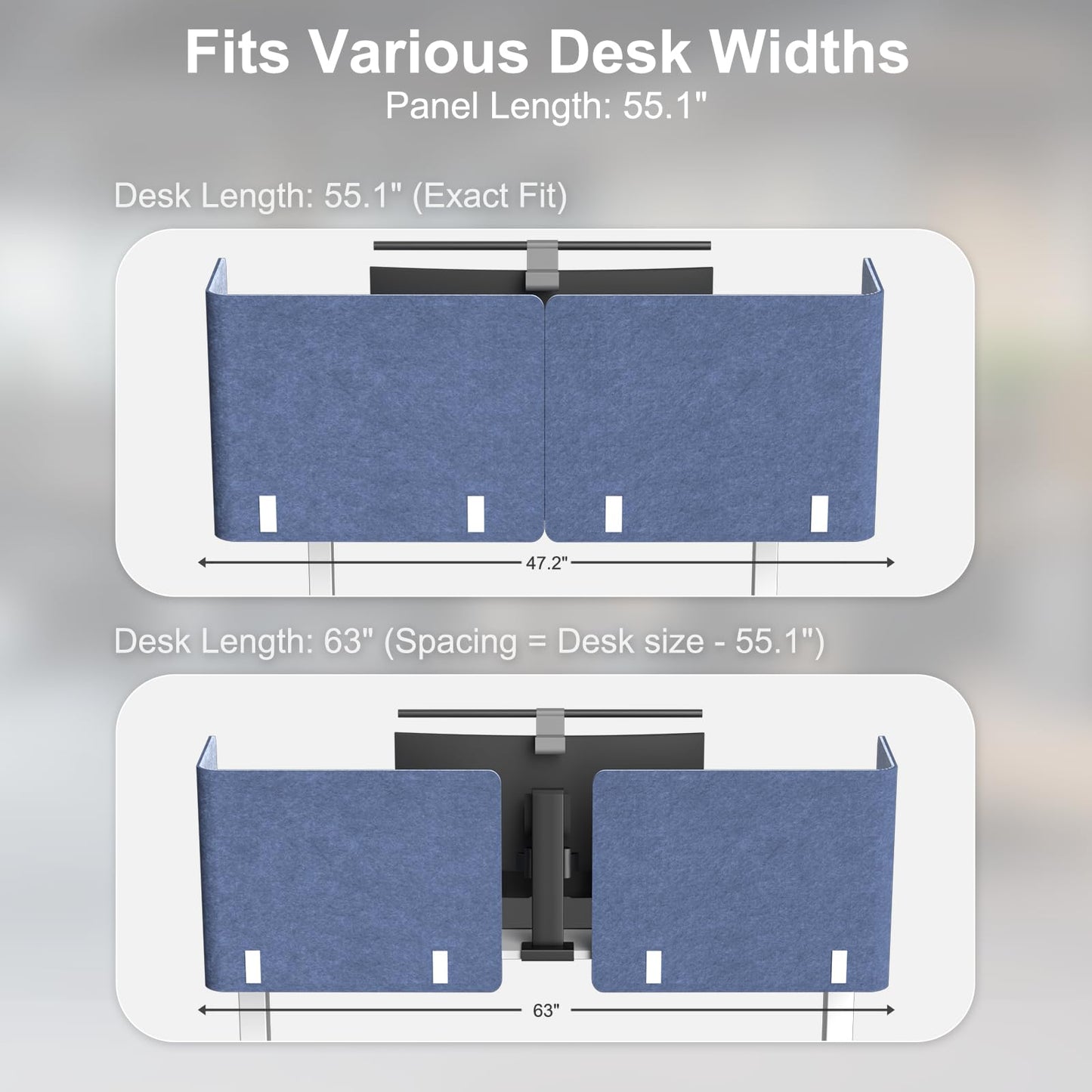 Desk Privacy Panel,2PCS,2-in-1 Soundproofing for Office,School & Home(Blue)
