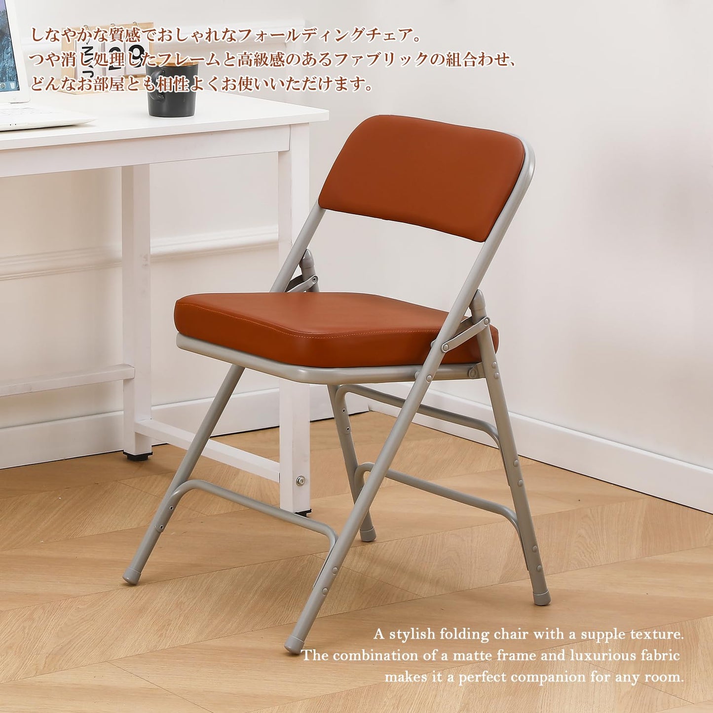 KAIHAOWIN Folding Chairs with Ultra Thick Padded Seat Foldable Chair Indoor Comfortable Metal Chairs with Soft Cushion-Brown