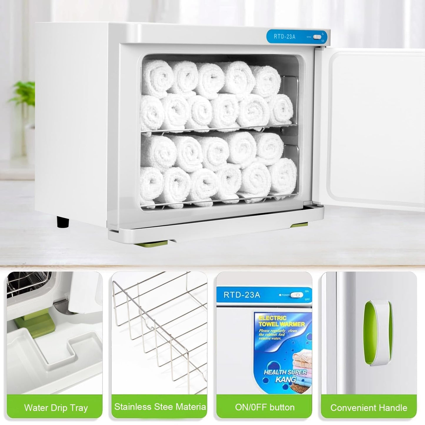 Hot Towel Cabinet, Hot Towel Warmer Cabinet with LED Temperature Display, Extra Large Capacity Heater for Spa, Massage, Salon, Home Use (White 23L)