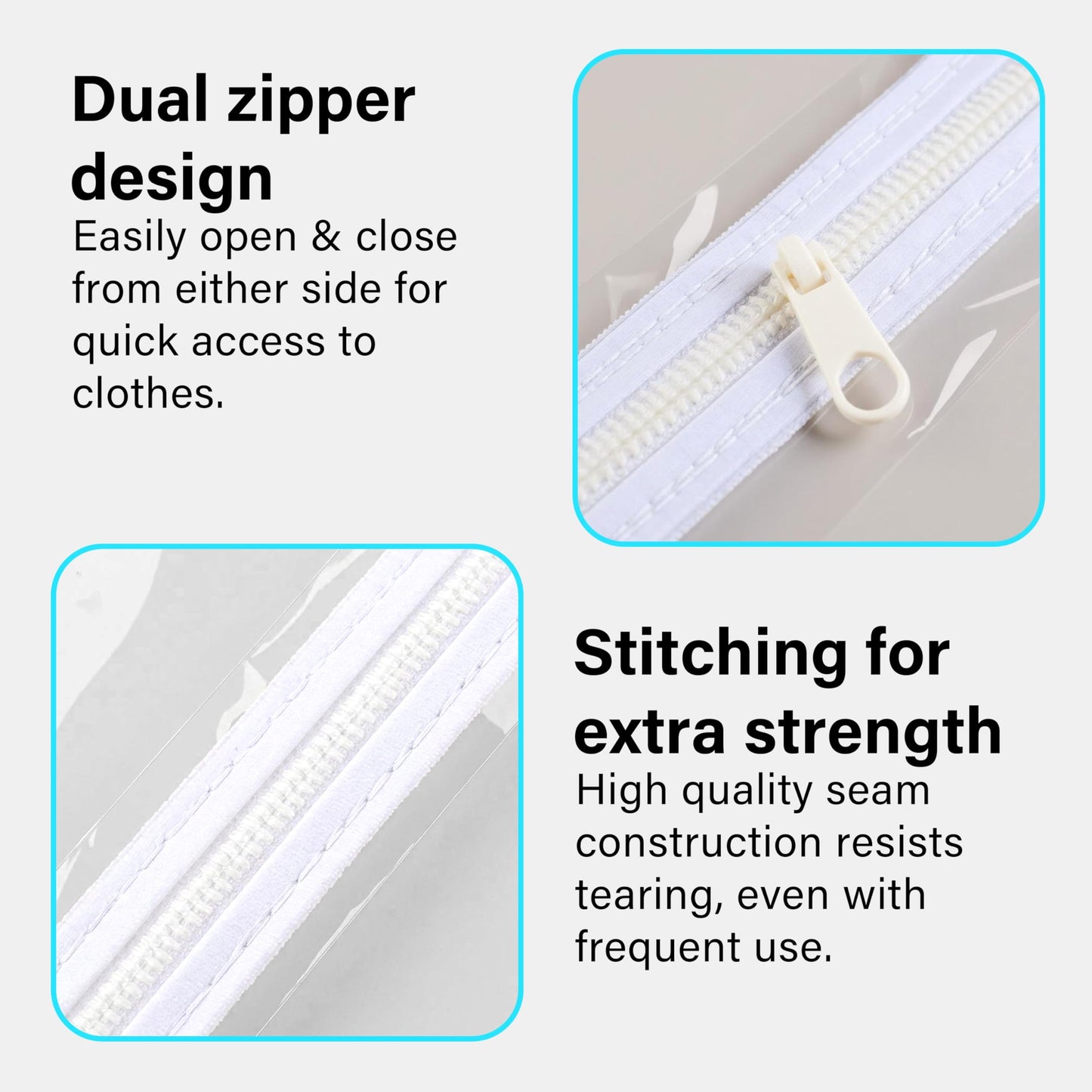 6ft Transparent Clothes Garment Rail Strong Zipped Cover Clear Protective Zip Over Cover for Garment Hanging Coat Racks