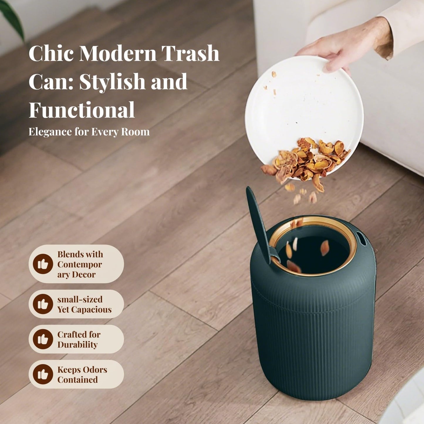 LOVIVER Waste Bin Wastebasket Dustbin Versatile Waste Paper Bucket Desktop Trash Can for Countertop Dresser Coffee Table Living Room, green