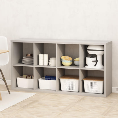 Furinno HERMITE Kitchen Island, 8-Cube Coffee Bar, Kitchen Storage, Bakers Rack, for Pantry Organizers and Storage, Kitchen Organization, Pale Grey