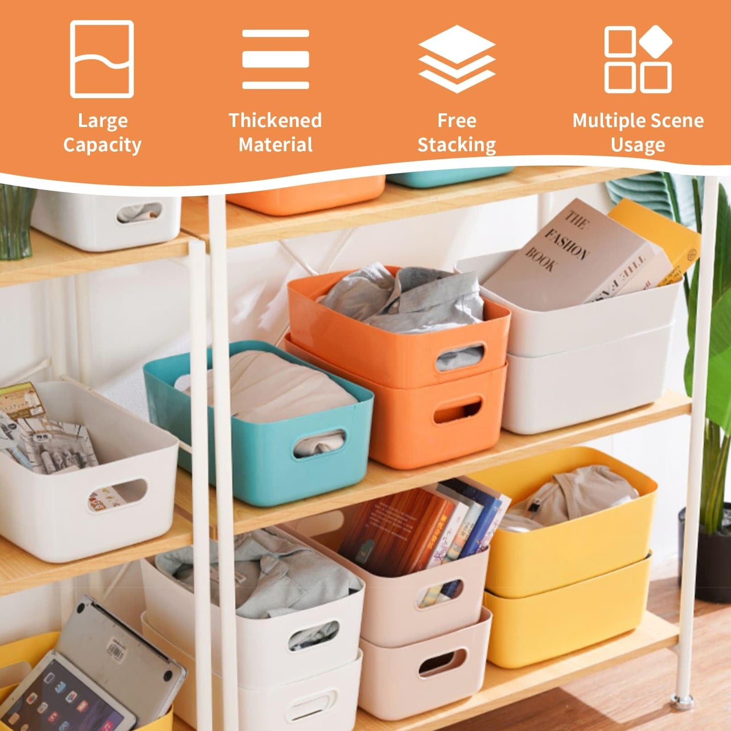 Eidoct 7PCS Plastic Storage Boxes, Stackable Cupboard Organiser