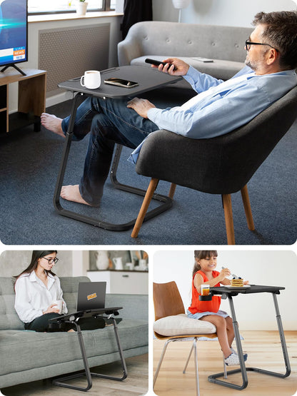Table For Sofa, SAIJI Overbed Table, beside table adjustable table, Sturdier U-shaped legs, TV Tray, Adjustable Height and Angle, with Tablet Slot,