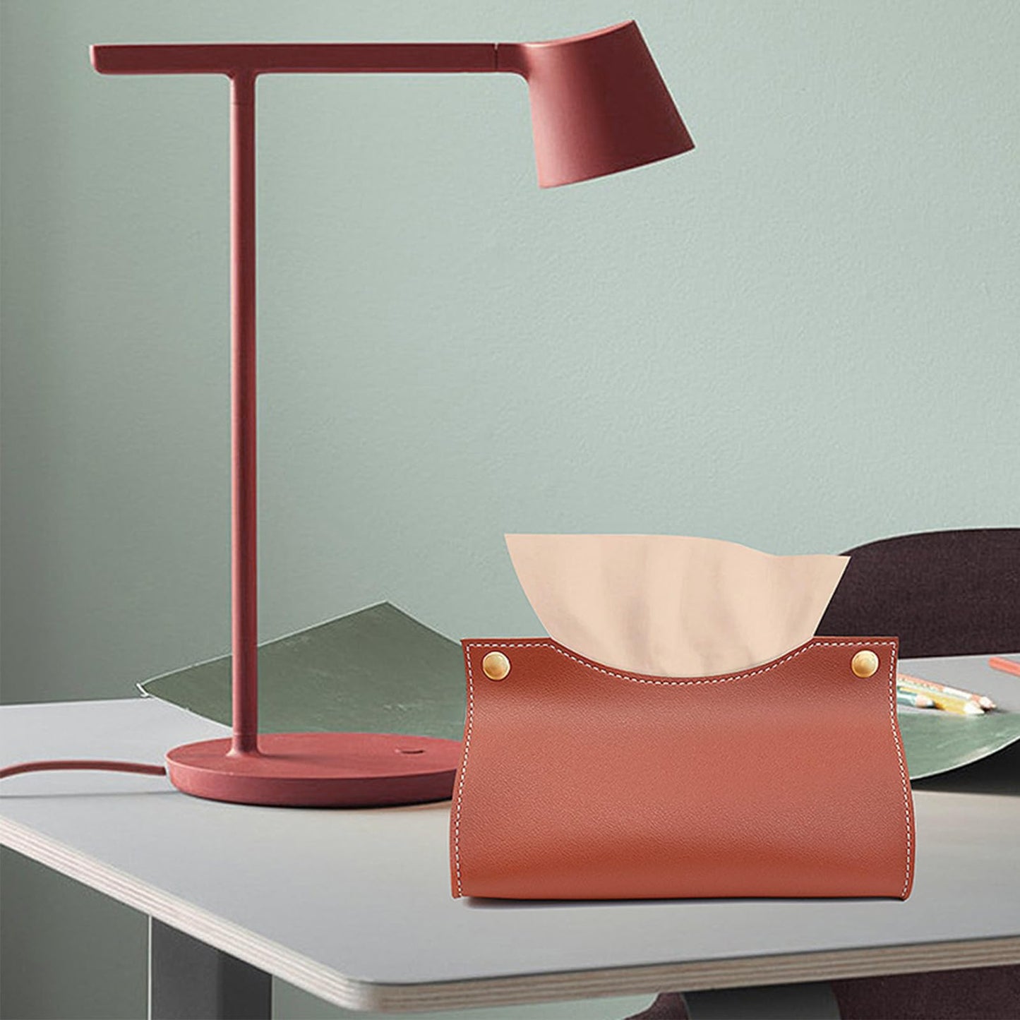 CHENGZI Tissue Box Holder, PU Leather Tissue Box Cover Holder Organizer for Home and Car