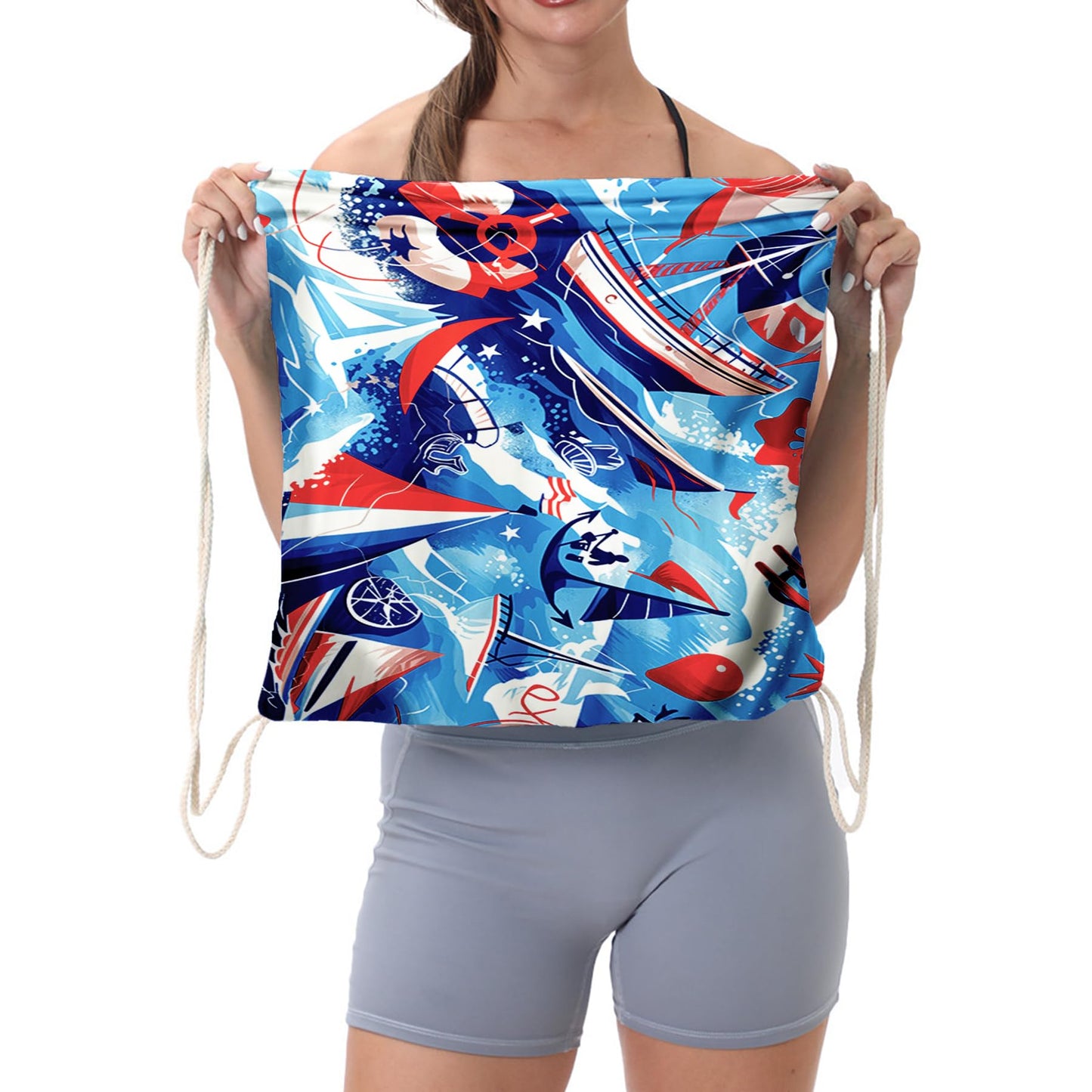 Beach Towel Backpack 2 in 1 Summer Large Lightweight Beach Towel - Multifunctional Ship Pattern Towel Bag for Storage, Beach, Swimming, Sport