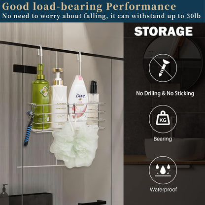 Seltomer Hanging Shower Rack Bathroom Shower Caddy Organizer Shampoo Brakect ，Rotatable Hook Bar ，Rust Proof Single-Layer
