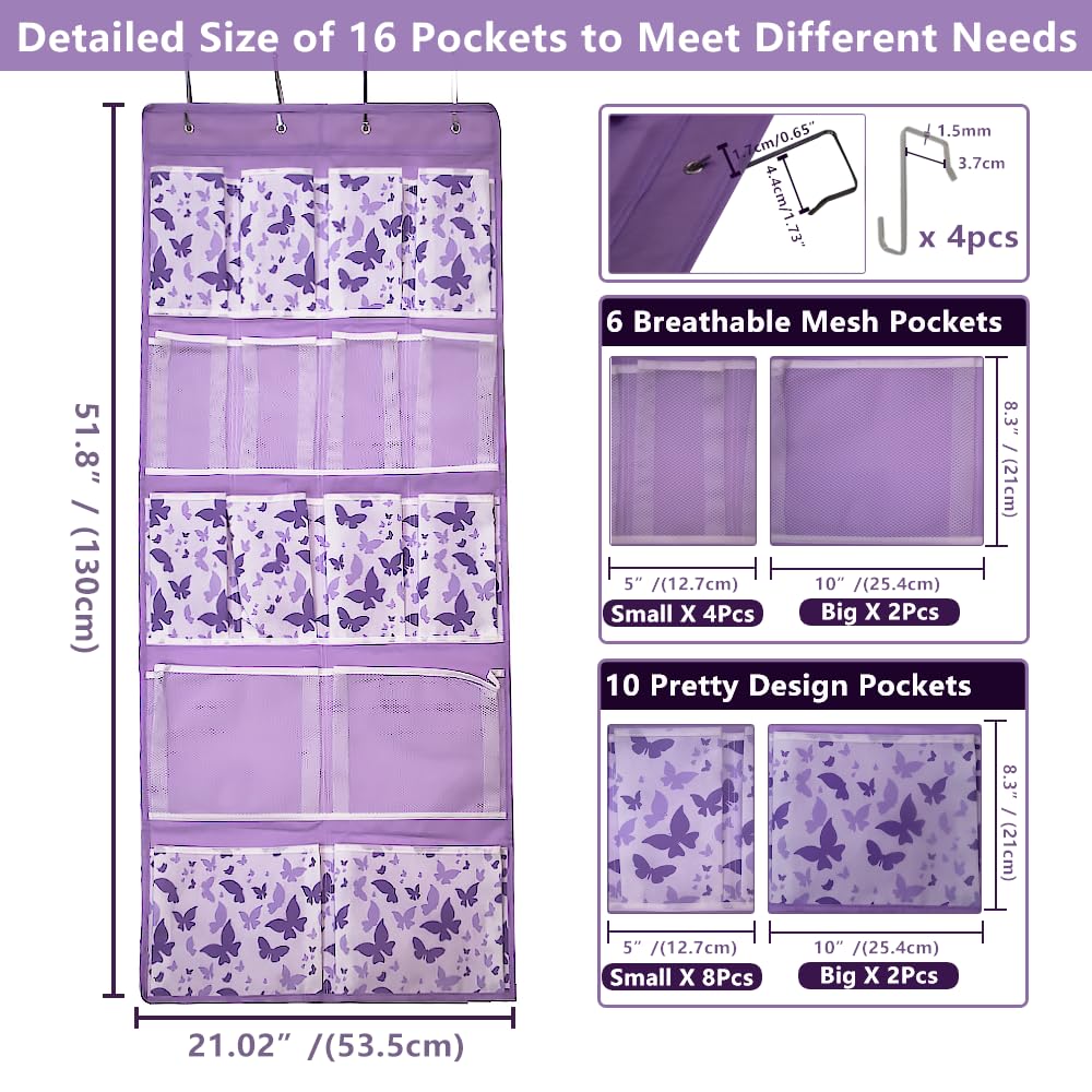 Over Door Shoes Storage Organiser,Behind Door Hanging Storage Pocket,Back of Door Hanging Shelf Holder for Socks,Underwear,Hat,Travel