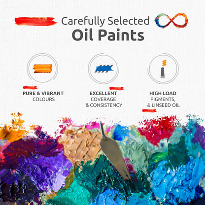 Professional Oil Paint Set for Artists - 8 x 50ml Big Tubes - Non-Toxic Artist Oil Paints. Lightfast Oil Colours with High Pigmentation, Creamy
