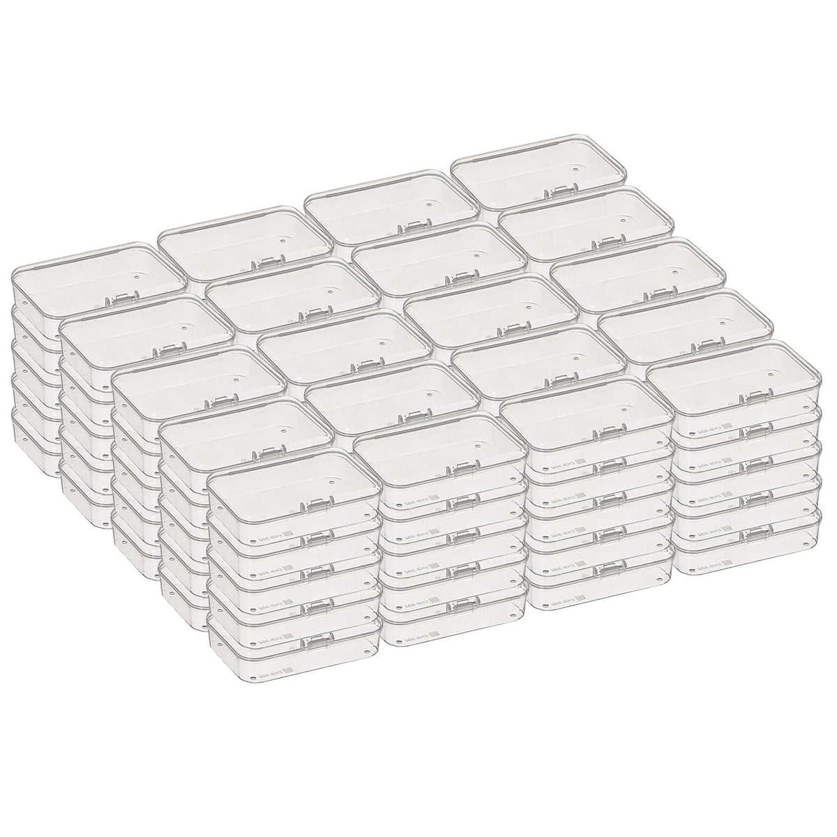 Thintinick 100 Pack Rectangular Clear Plastic Storage Containers Box with Hinged Lid for Beads and Other Small Craft Items 3.35 x 2.17 x 0.98 inch