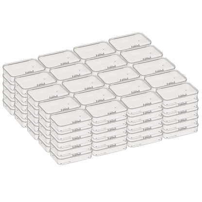 Thintinick 100 Pack Rectangular Clear Plastic Storage Containers Box with Hinged Lid for Beads and Other Small Craft Items 3.35 x 2.17 x 0.98 inch