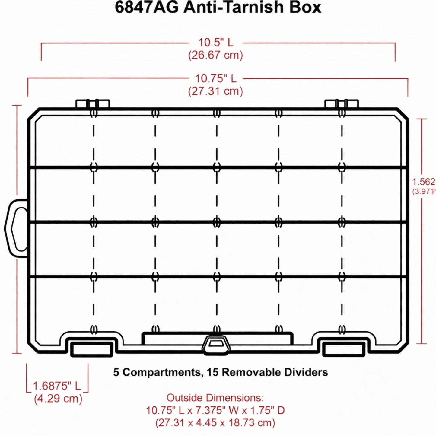 ArtBin 6944AG Medium Anti-Tarnish Box with Removable Dividers, Jewelry & Craft Organizer, [1] Plastic Storage Case with Anti-Tarnish Technology