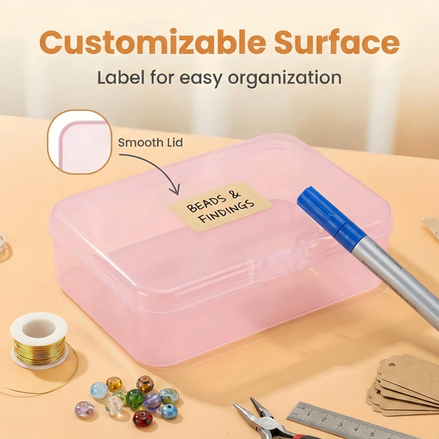 LJY Pink Bead organiser Boxes, 28 Pack, 3.3 x 2.2 x 1 in