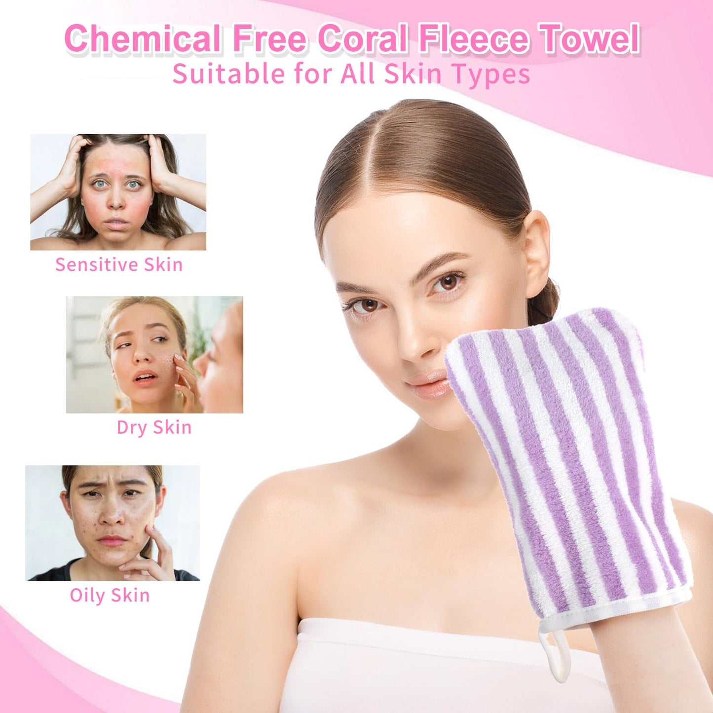 PHOGARY Face Cloths Body Wash Mitt, Super Absorbent & Soft Face Towels Facial Mitts, Reusable Makeup Remover Cloth Facial Cleansing Cloths
