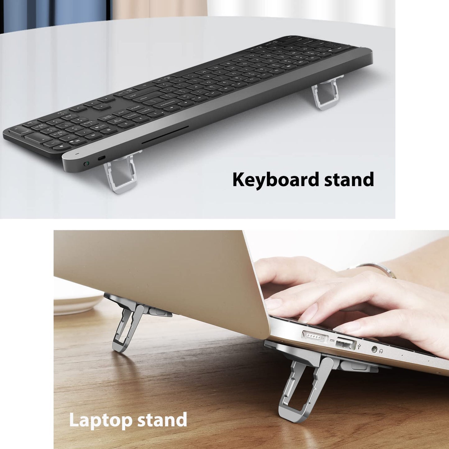 Nillkin Portable Laptop Stand with 3 Adjustable Angles, Flip Keyboard Riser Feet for Most Keyboards, Computer Keyboard Stand for Desktop, MacBook