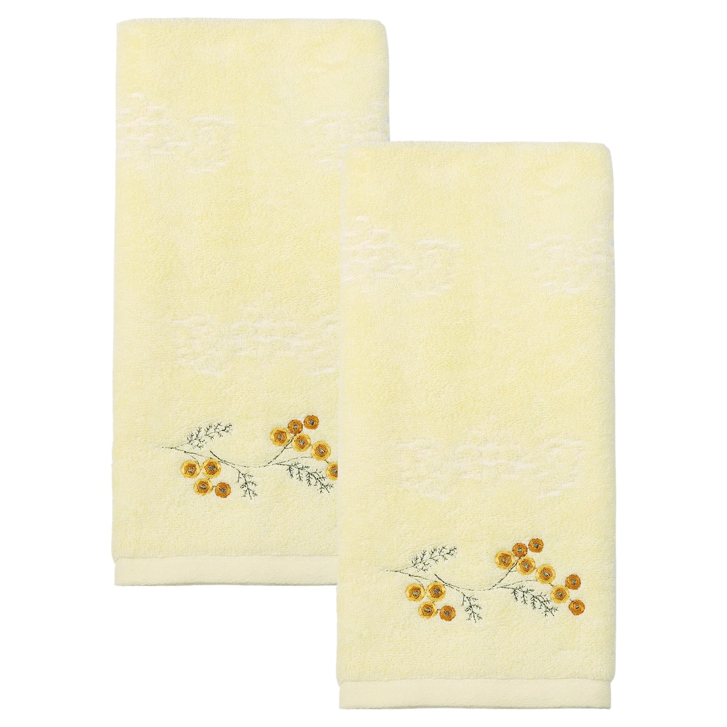HMETOL Cotton Embroidered Floral Ultra Soft Absorbent Hand Towels 2 Pack