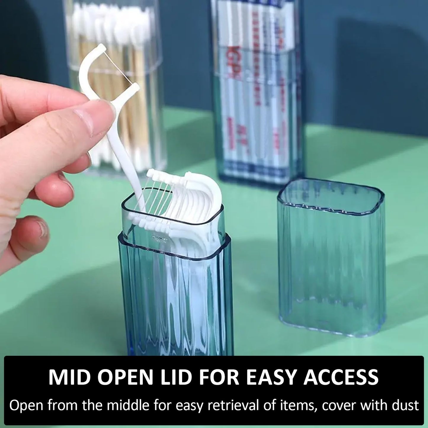 Asheyya 4PCS Cotton Bud Holder for Travel, Cotton Pad Dispenser, Toothpick Holder with Dustproof Lid for Swab Toothpicks