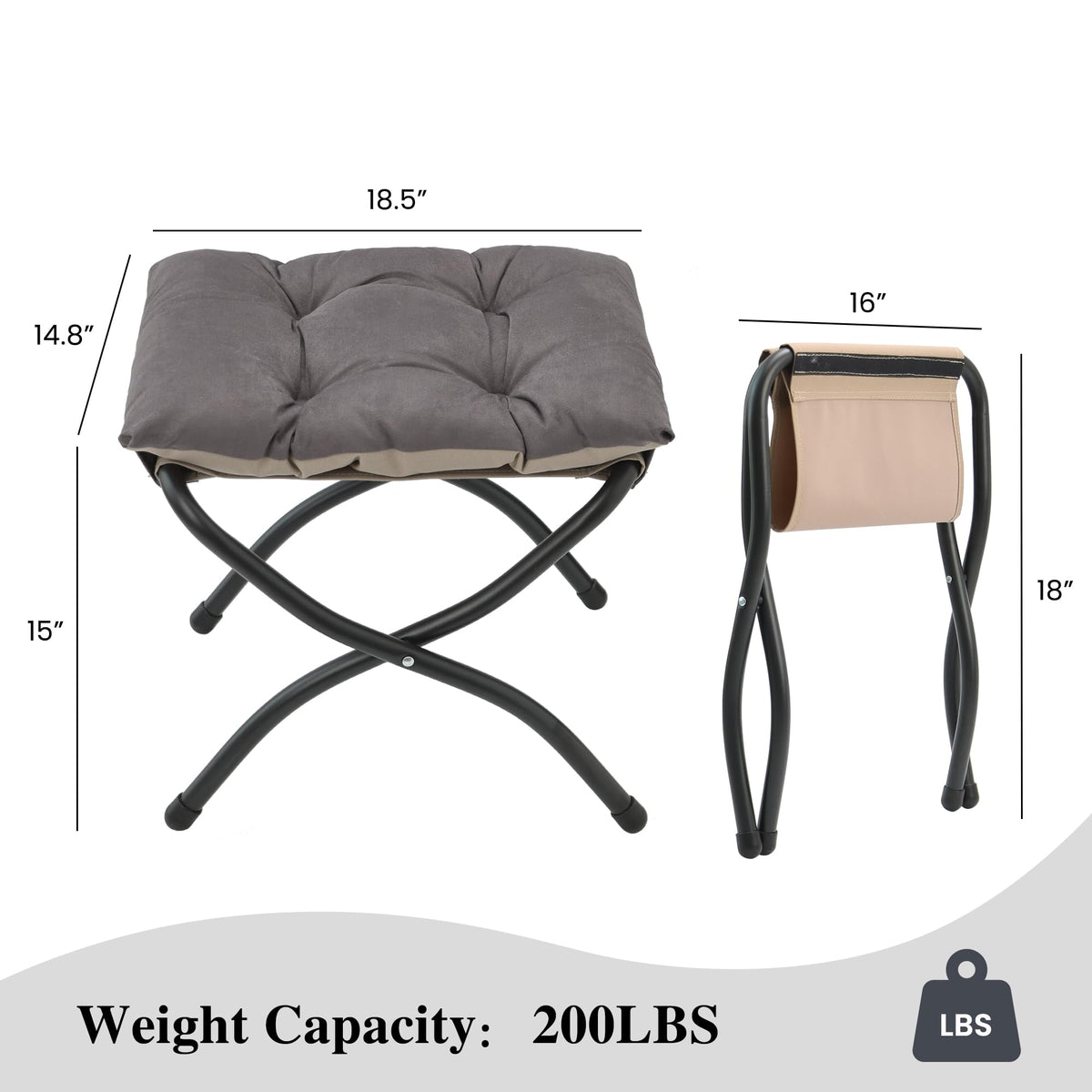 Mordchil EU 15"H Folding Ottoman, Foldable Footrest Stool, Portable Small Foot Stool for Couch, Collapsible Foot Rest Ottoman for Sofa