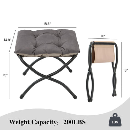 Mordchil EU 15"H Folding Ottoman, Foldable Footrest Stool, Portable Small Foot Stool for Couch, Collapsible Foot Rest Ottoman for Sofa