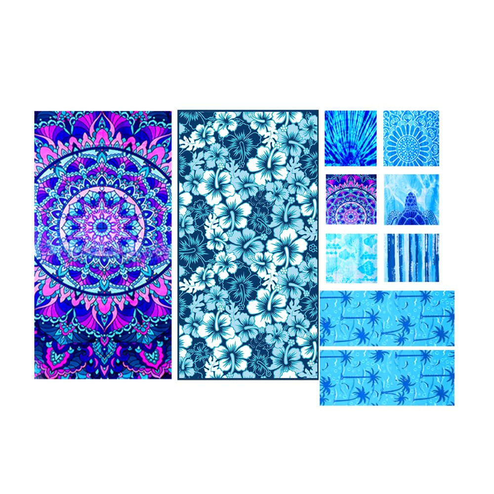 Microfibre Beach Towel 71"X32" Quick Dry Lightweight 2 Pcs Sand Free Extra Large Thin Towels Travel Essentials For Adults Womens Swim Bath