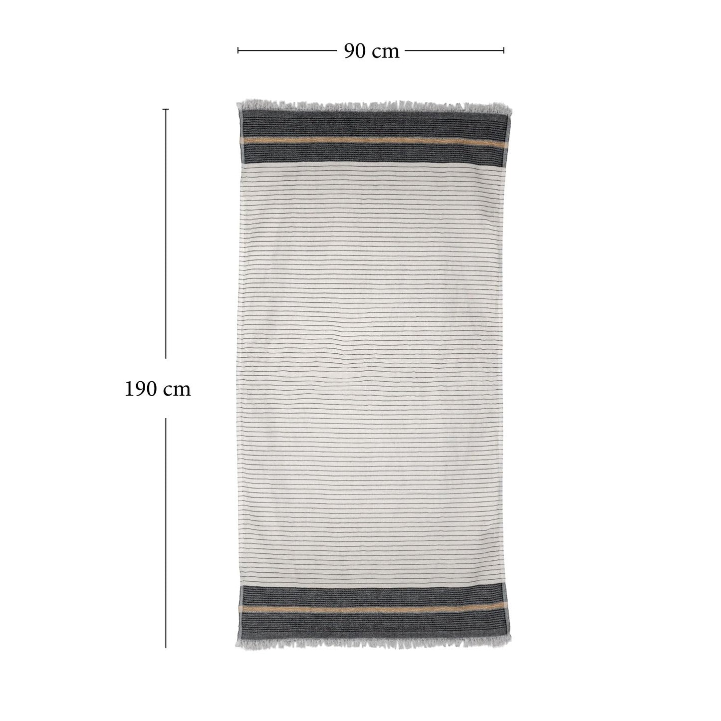BERCA HOME Olympos Turkish Beach Towel – 100% Cotton Peshtemal Hammam & Bath Towel – Lightweight, Quick Dry, Sand Free – 90 × 190 cm (Black)