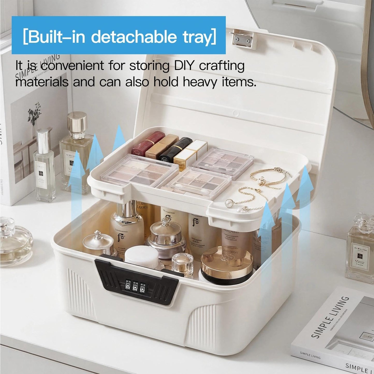 Zynaxir Lockable Storage Box Lockable Medicine Box Lockable Box Medicine Lock Box with Code Locked Storage Box for Kitchen Home, School, Office