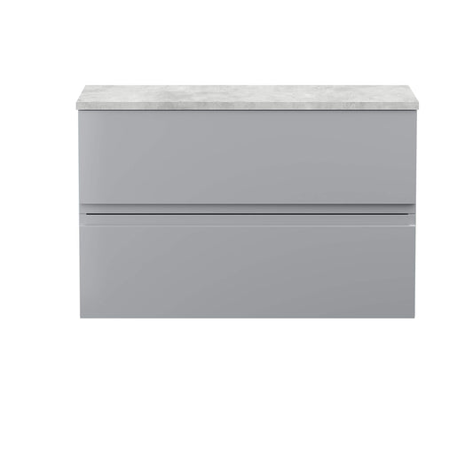 Hudson Reed URB206LBG Urban | Modern Bathroom Wall Hung Vanity Unit with 2 Soft Close Drawers Worktop, 800mm, Satin Grey
