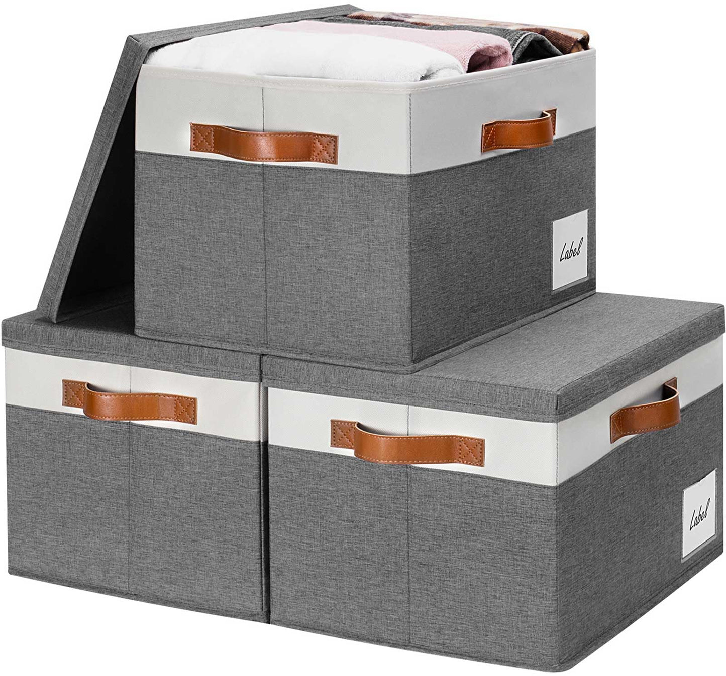GhvyenntteS Storage Bins with Lids (3-Pack), Large Storage Baskets with Lids and Label