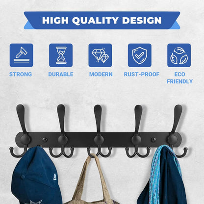 GlazieVault Coat Hooks for Wall - Stainless Steel Coat Racks 2 Pack - Heavy Duty Coat Hook Wall Mounted