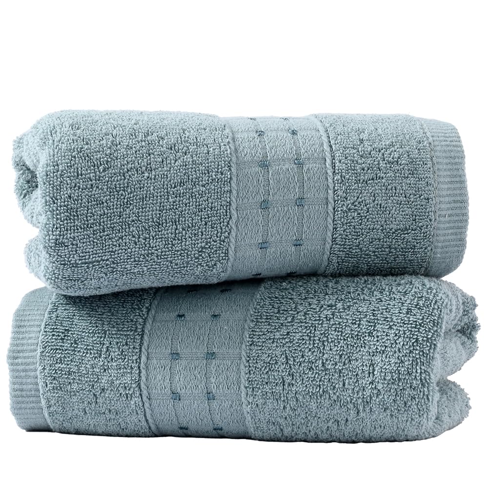 sense gnosis 100% Cotton Green Hand Towels Absorbent Super Soft Face Towels Lint Free Checkered Bath Hand Towels for Bathroom Travel Yogo Sport Spa
