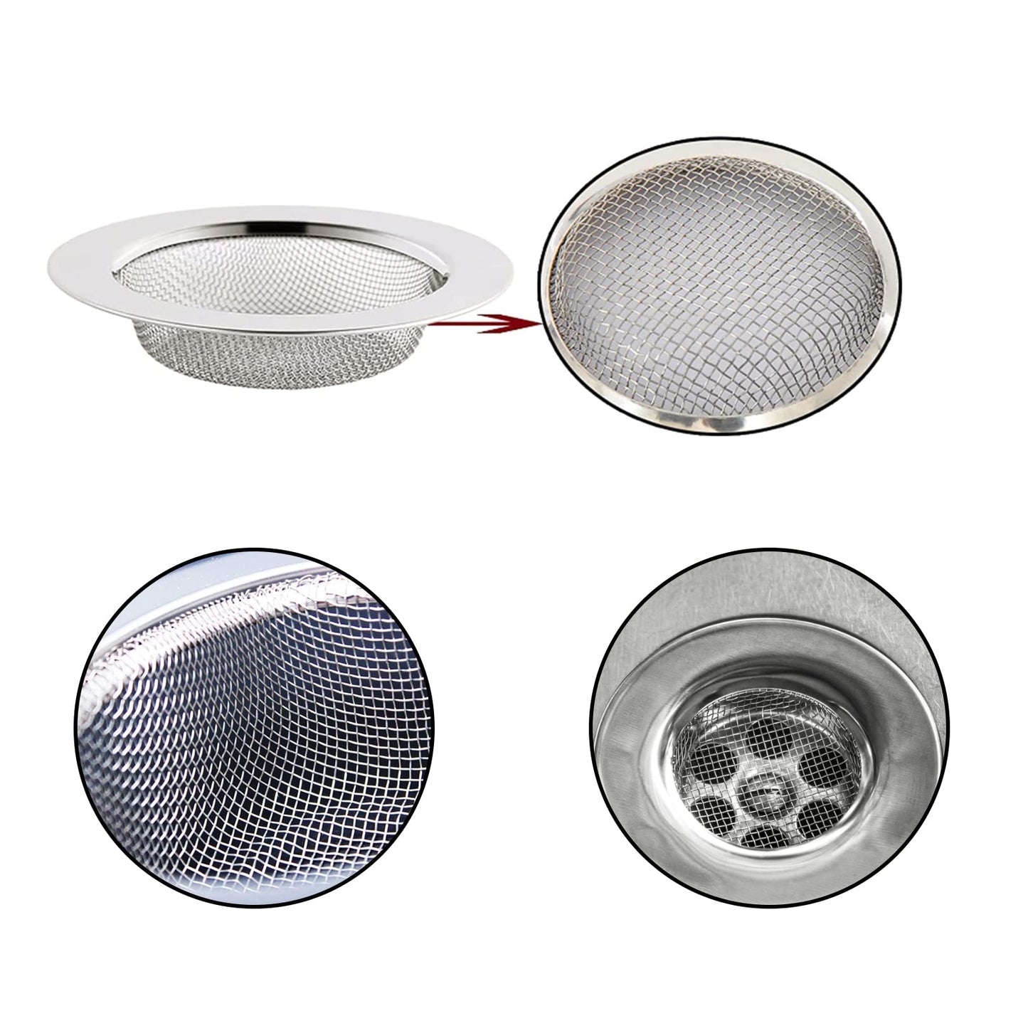 2pcs Stainless Steel Sink and Shower Drain Strainers, 77mm Diameter