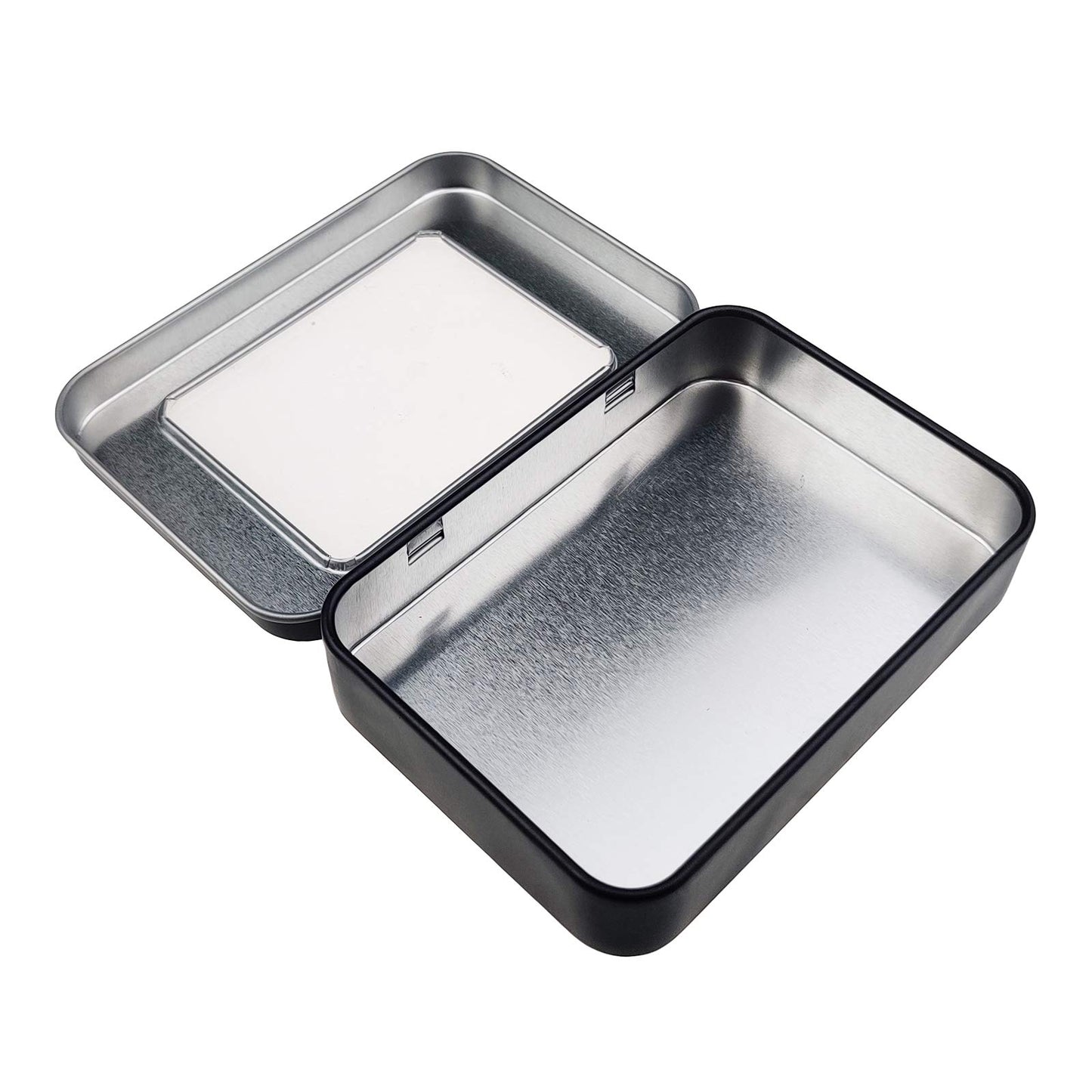 Goodma 8 Pieces Rectangular Metal Empty Hinged Tins, Black