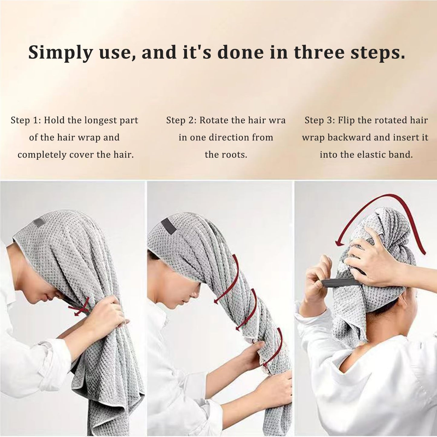 2 Pack Microfiber Hair Drying Towels, 100 x 60cm, Super Absorbent, Super Soft, Fast Drying Turbans Microfiber Hair Towel Wrap for Long, Thick