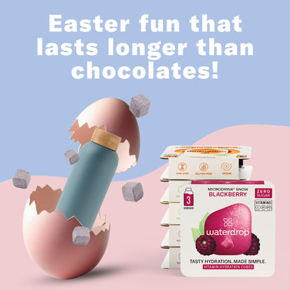 Waterdrop? Easter Gift Box - 600 ml Stainless Steel Bottle + 18 Water Flavouring Hydration Cubes, Vitamin Infused, Sugar Free Microdrink, Perfect
