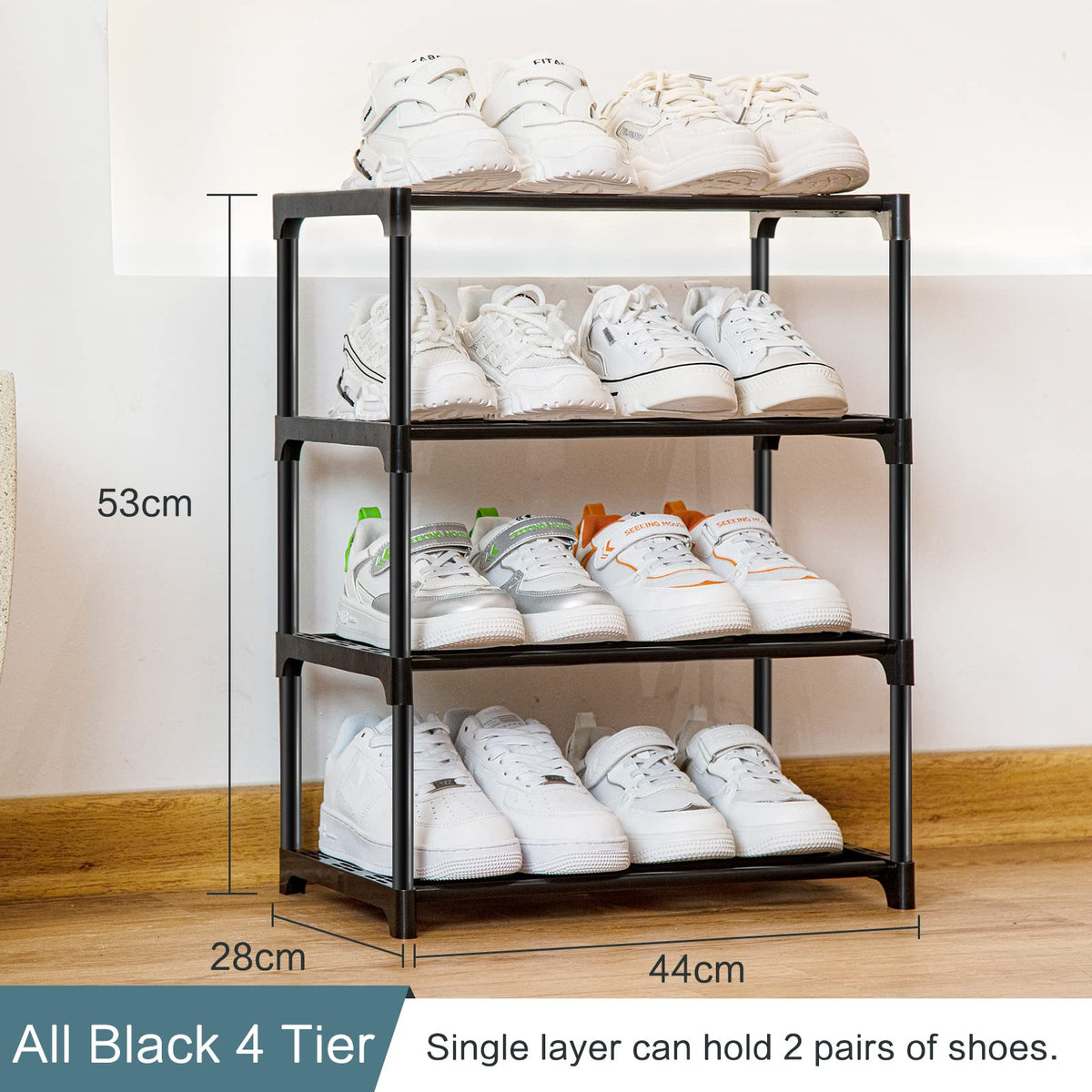 OLYREO Small Shoe Rack 4 Tier Shoe Racks Storage for Hallway, Closet