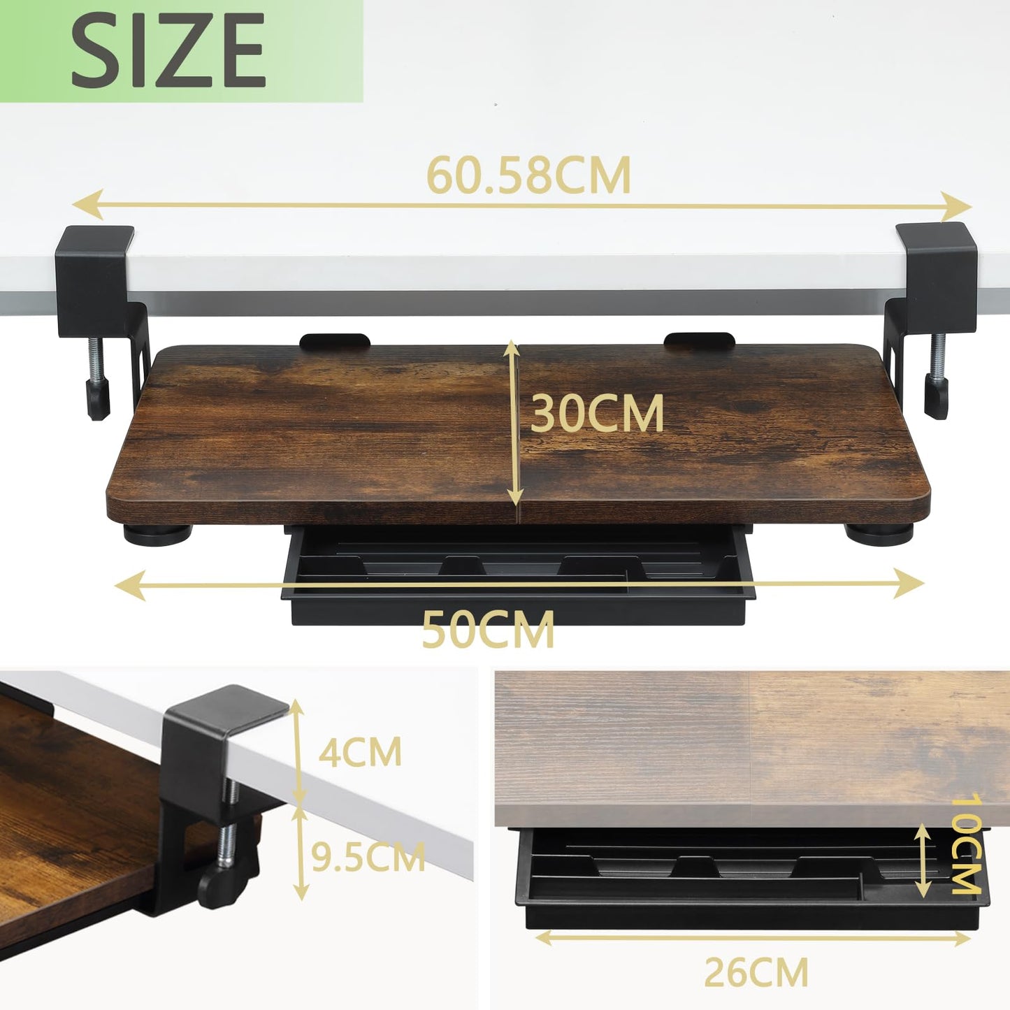 ETHU Under Desk Keyboard Tray 50x30cm