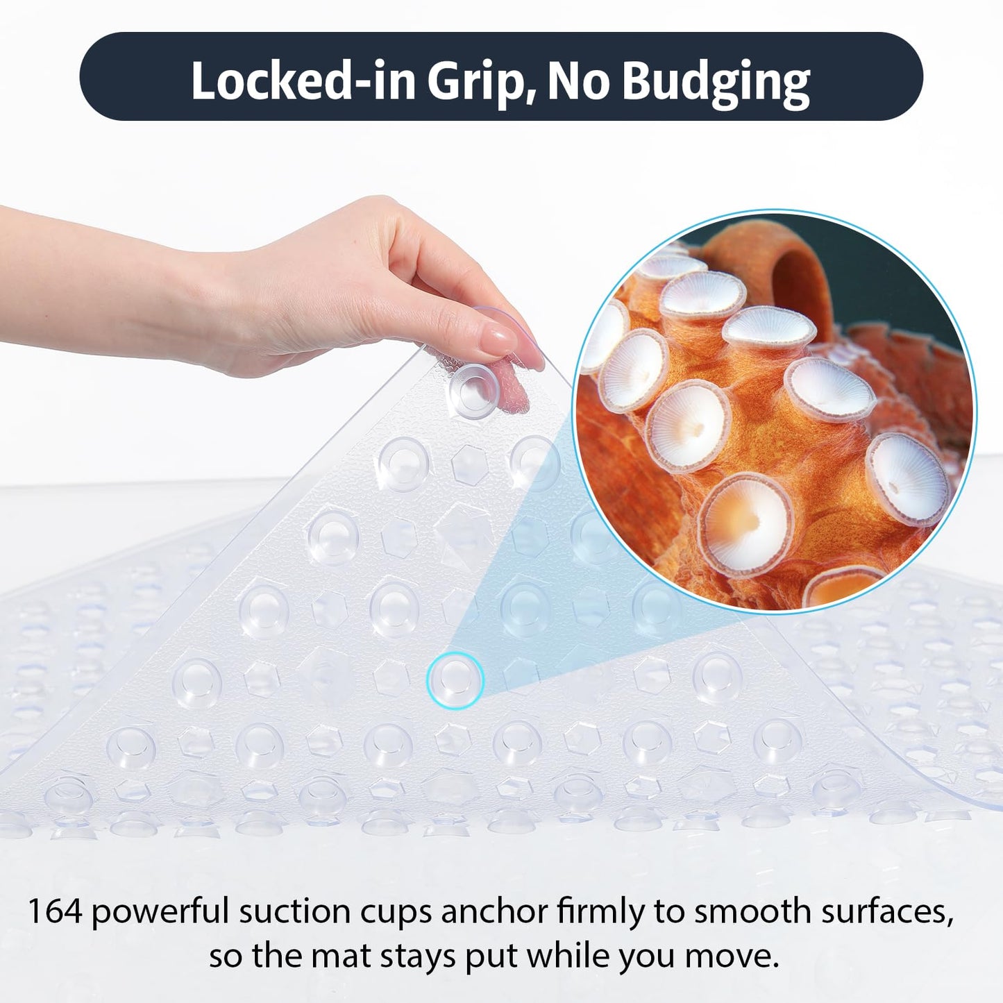 XIYUNTE Square Shower Mat Non Slip Anti Mould - 53 x 53cm Non Slip Shower Mats for Inside Shower