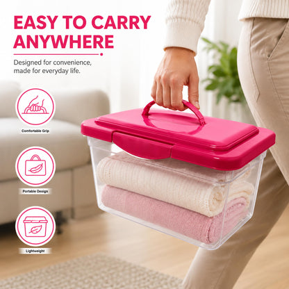 9L Storage Box with Secure Lid & Carry Handle | Stackable Clear Container