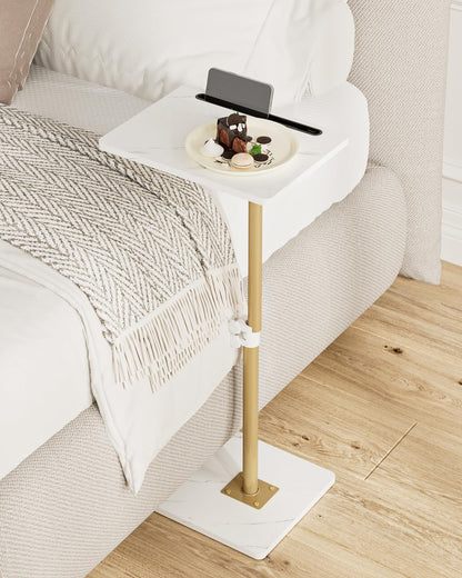 Apetaccat Side Table, C-Shaped Adjustable Sofa Table, 360°Swivel Coffee Tables,40x30x45-83 cm,Small End Tables Bedside for Living Room