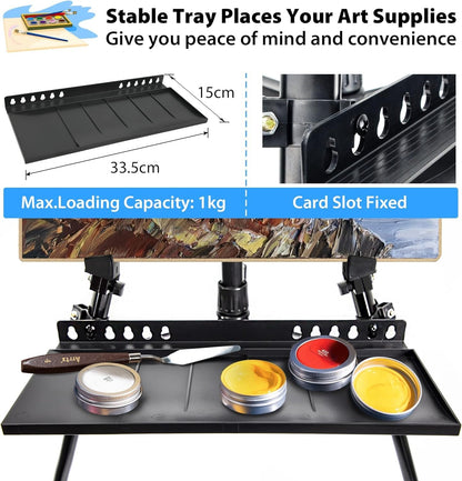 Art Easel Stand for Painting, Adjustable 51-155 cm, Folding Tripod Display Easel, Artist Stand Easel with Bag/Keg, Tabletop and Floor Painting Display