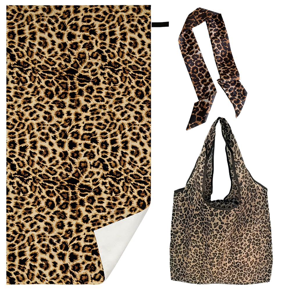 Vexthorion Leopard Microfibre Quick Dry Travel,Swimming Towel Set-160x80CM