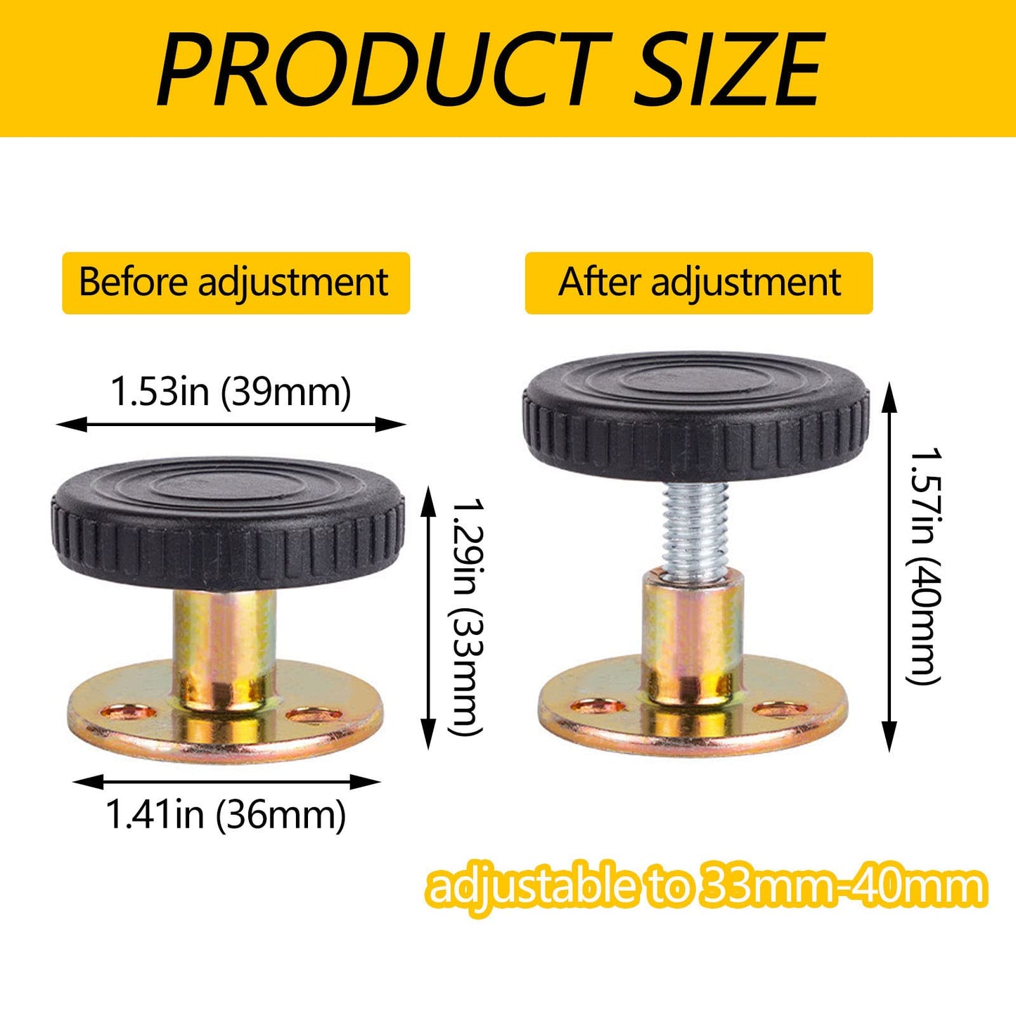 2 Pieces Anti-Shake Fixer with Adjustable Threaded Bed Frame Anti-Shake Tool Headboard Stopper Telescopic Support Use for Bed Cabinet Chair Sofa