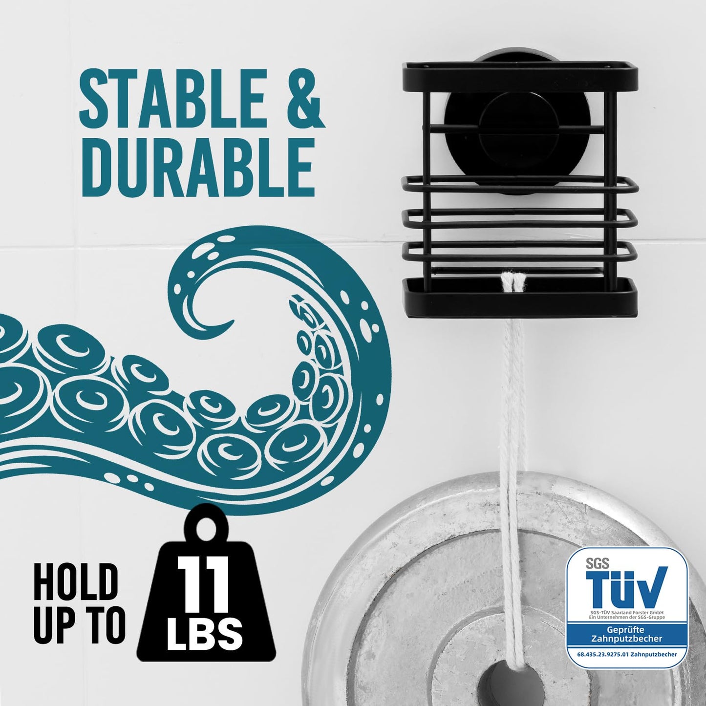 TAILI Bathroom Toothbrush Holder Wall Mounted, Strong Suction, Black, Metal