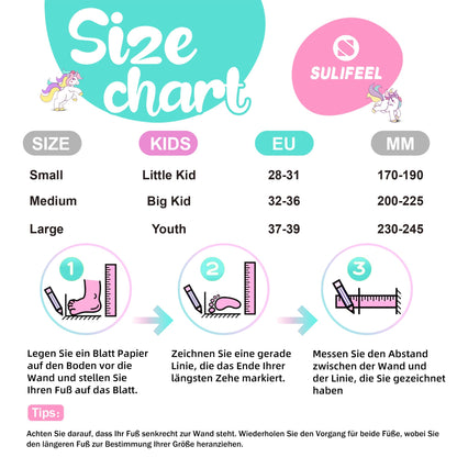 SULIFEEL Rainbow Unicorn 4 Size Adjustable Light up Roller Skates for Girls Boys for Kids - Large 2-5 UK
