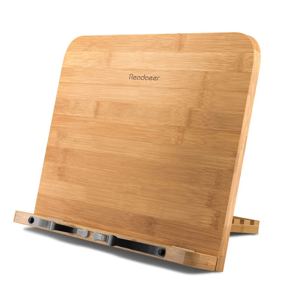 READAEER Bamboo Folding Portable Reading Stand Bookstand Cookbook Holder, L