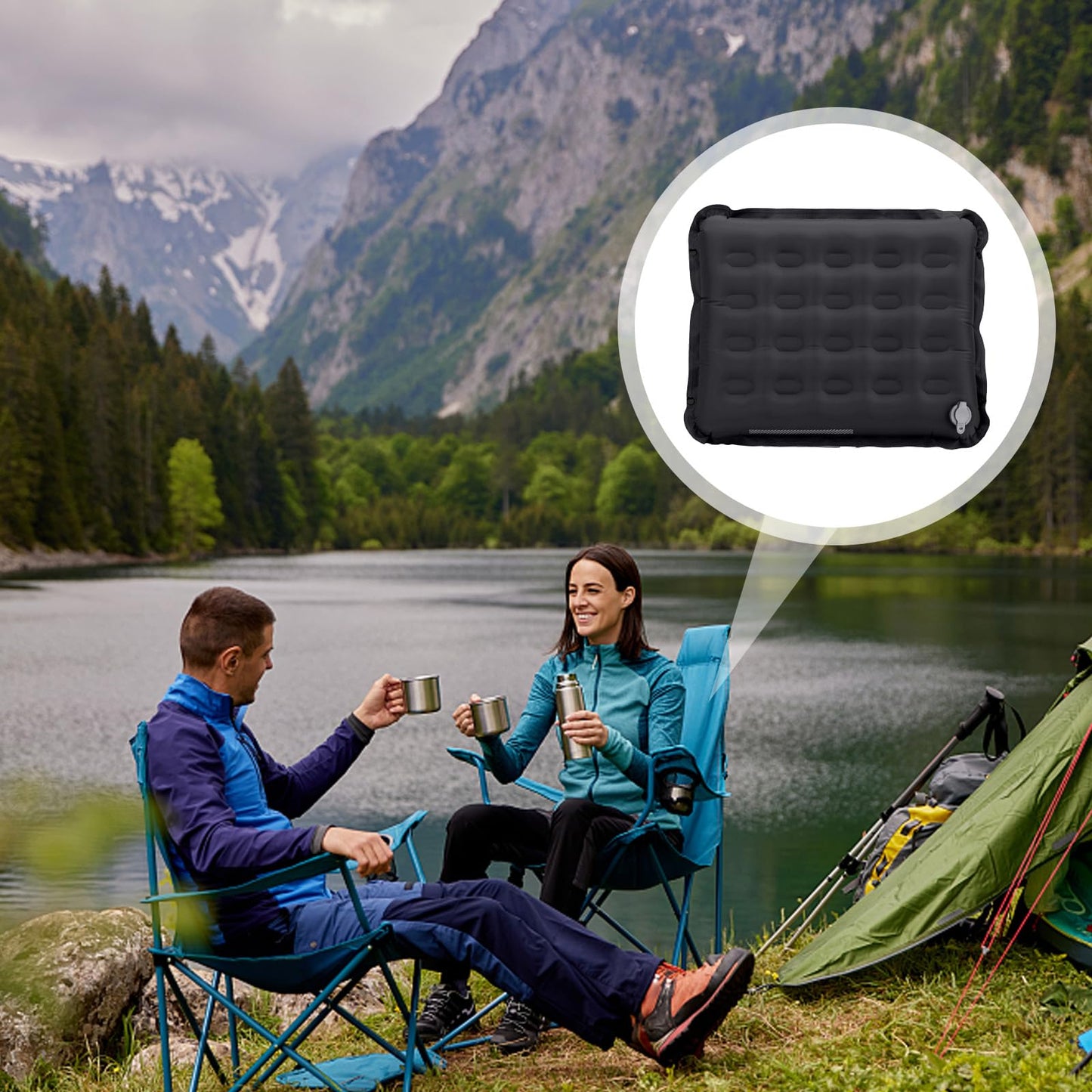 Plliocse Inflatable Seat Cushion,Lightweight Self-Inflating Seat Cushion,Memory Foam Waterproof Air Cushion for Airplane Travel Camping Backpacking